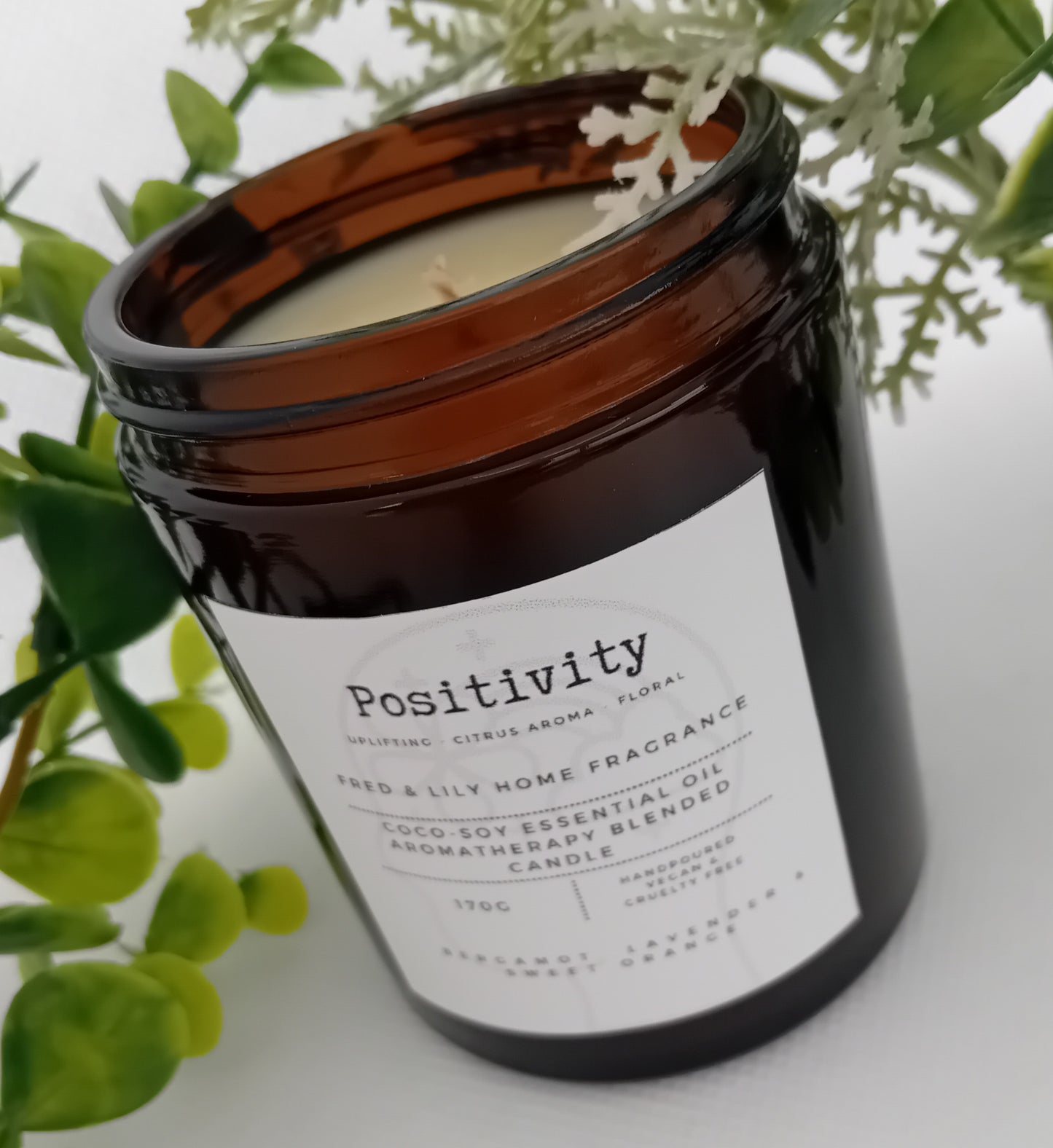 Aromatherapy Candle Essential Oil Infused Positivity Blend.